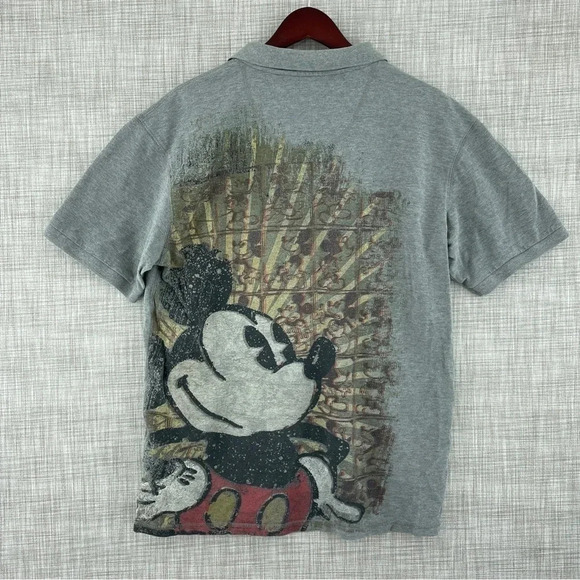 Disney Store mens Large mickey Polo Shirt gray 0116 - Picture 1 of 9